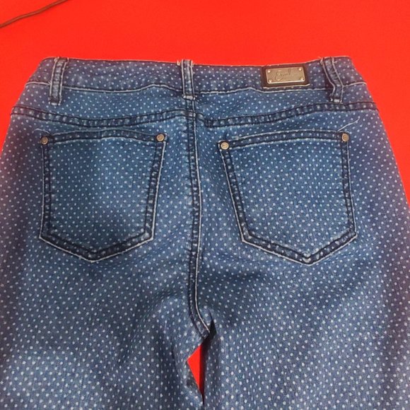 Earl polka dot denim jeans stretchy skinny ankle woman's size 6 - Picture 4 of 10